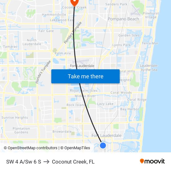 SW 4 A/Sw 6 S to Coconut Creek, FL map