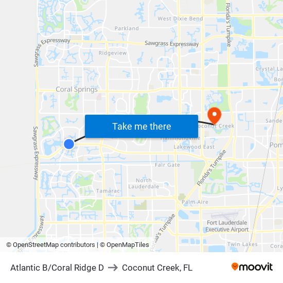 Atlantic B/Coral Ridge D to Coconut Creek, FL map