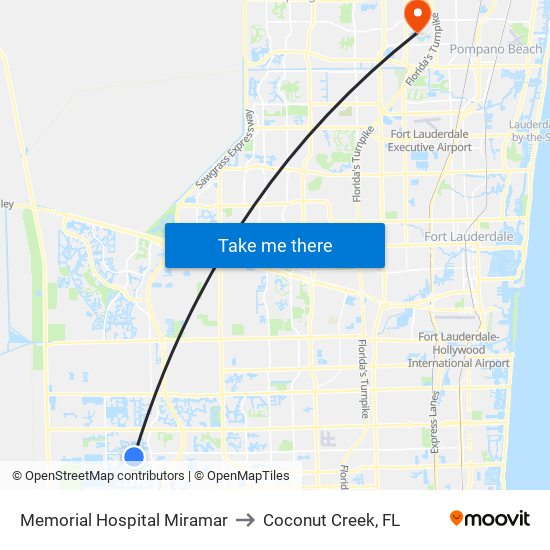 Memorial Hospital Miramar to Coconut Creek, FL map