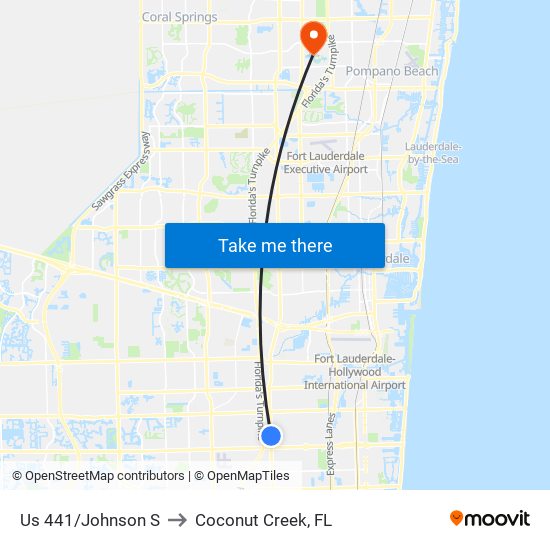 US 441/JOHNSON S to Coconut Creek, FL map