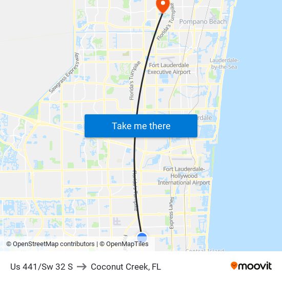 Us 441/Sw 32 S to Coconut Creek, FL map