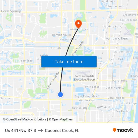 Us 441/Nw 37 S to Coconut Creek, FL map