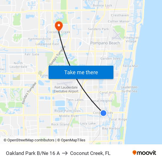 OAKLAND PARK B/NE 16 A to Coconut Creek, FL map