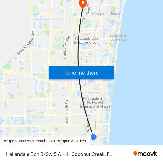 Hallandale Bch B/Sw 5 A to Coconut Creek, FL map