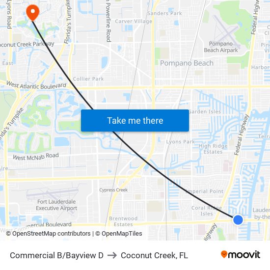 Commercial B/Bayview D to Coconut Creek, FL map