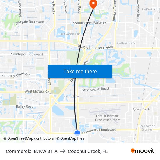 Commercial B/Nw 31 A to Coconut Creek, FL map