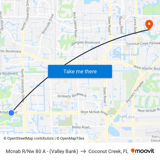 Mcnab R/Nw 80 A - (Valley Bank) to Coconut Creek, FL map