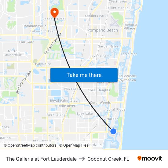 SUNRISE B/NE 25 A to Coconut Creek, FL map