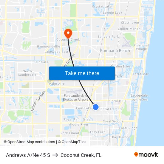 Andrews A/Ne 45 S to Coconut Creek, FL map
