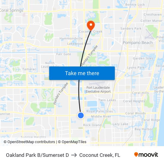 Oakland Park B/Sumerset D to Coconut Creek, FL map