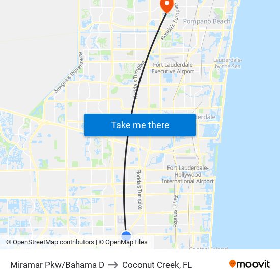 Miramar Pkw/Bahama D to Coconut Creek, FL map