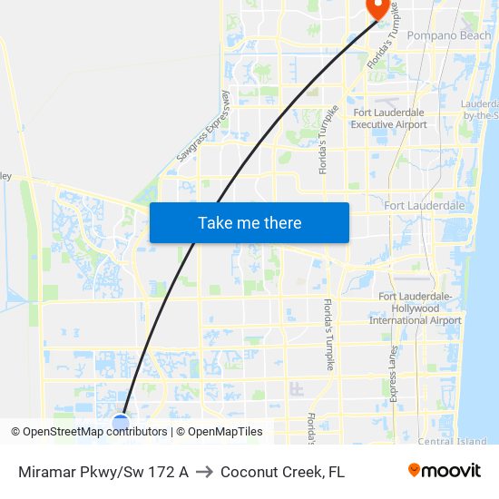 Miramar Pkwy/Sw 172 A to Coconut Creek, FL map