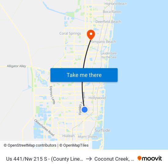 Us 441/Nw 215 S - (County Line R) to Coconut Creek, FL map