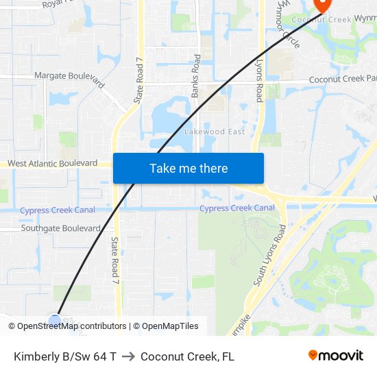 Kimberly B/Sw 64 T to Coconut Creek, FL map