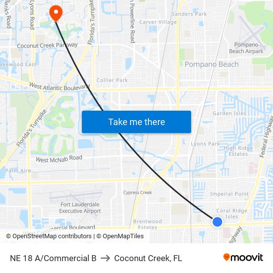 NE 18 A/Commercial B to Coconut Creek, FL map