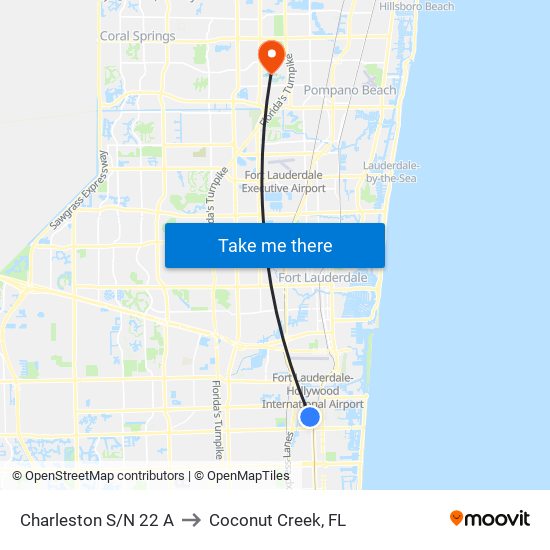 Charleston S/N 22 A to Coconut Creek, FL map