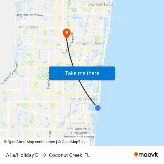 A1a/Holiday D to Coconut Creek, FL map