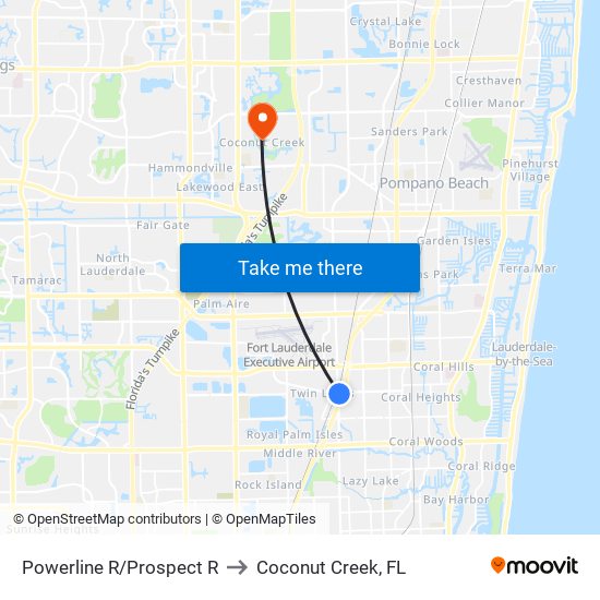 POWERLINE R/PROSPECT R to Coconut Creek, FL map