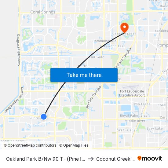 Oakland Park B/Nw 90 T - (Pine Isl R) to Coconut Creek, FL map