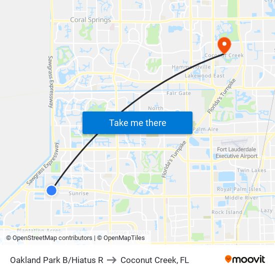 OAKLAND PARK B/HIATUS R to Coconut Creek, FL map