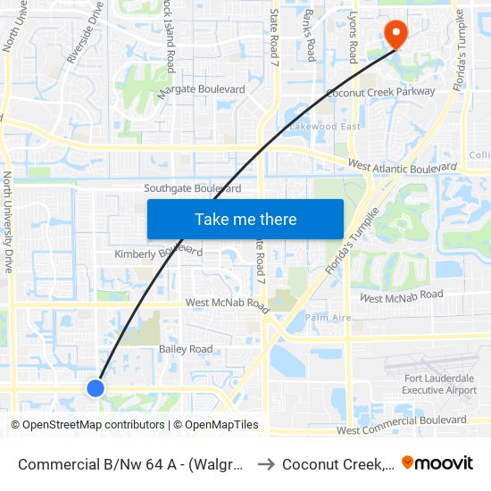 Commercial B/Nw 64 A - (Walgreens) to Coconut Creek, FL map