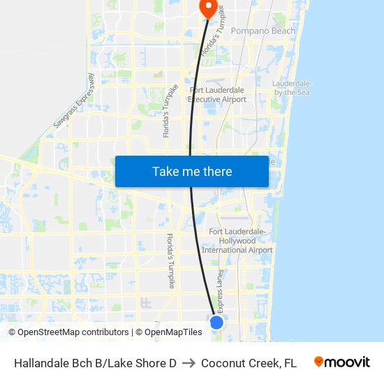 Hallandale Bch B/Lake Shore D to Coconut Creek, FL map