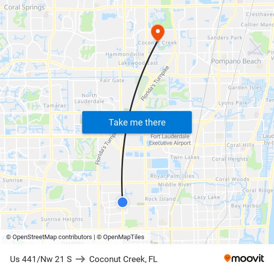 Us 441/Nw 21 S to Coconut Creek, FL map