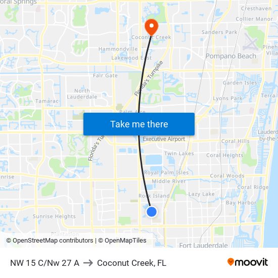 NW 15 C/Nw 27 A to Coconut Creek, FL map