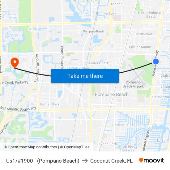 Us1/#1900 - (Pompano Beach) to Coconut Creek, FL map