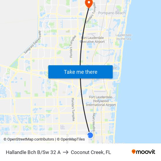 Hallandle Bch B/Sw 32 A to Coconut Creek, FL map