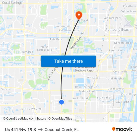 Us 441/Nw 19 S to Coconut Creek, FL map