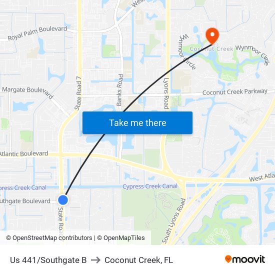 US 441/SOUTHGATE B to Coconut Creek, FL map