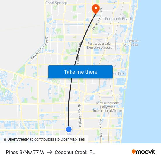 Pines B/Nw 77 W to Coconut Creek, FL map