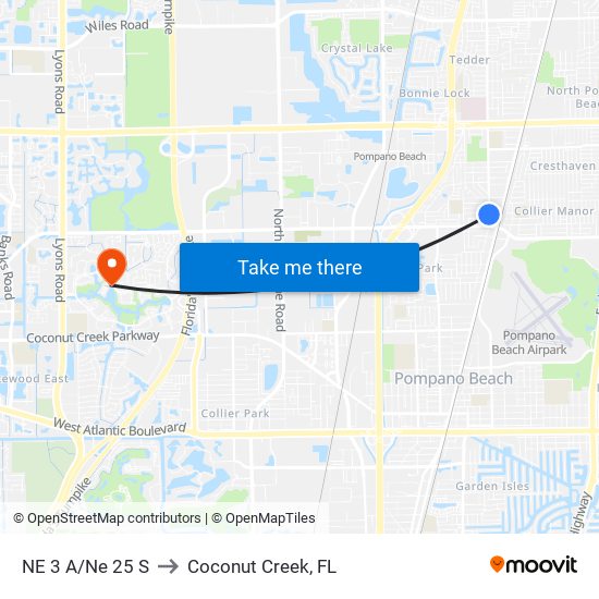 NE 3 A/Ne 25 S to Coconut Creek, FL map