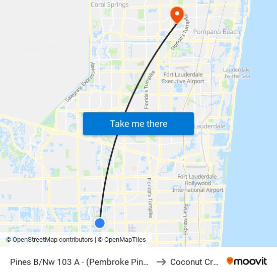 Pines B/Nw 103 A - (Pembroke Pines City Center) to Coconut Creek, FL map