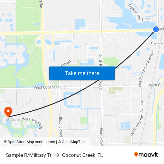 Sample R/Military Tr to Coconut Creek, FL map