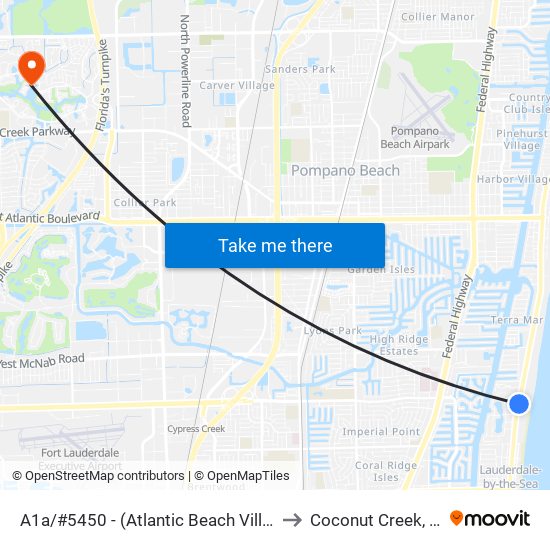 A1a/#5450 - (Atlantic Beach Villas) to Coconut Creek, FL map