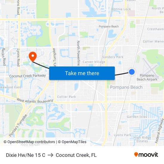 DIXIE HW/NE 15 C to Coconut Creek, FL map