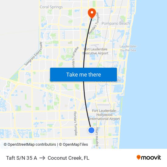 Taft S/N 35 A to Coconut Creek, FL map