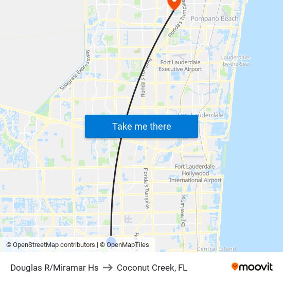 Douglas R/Miramar Hs to Coconut Creek, FL map