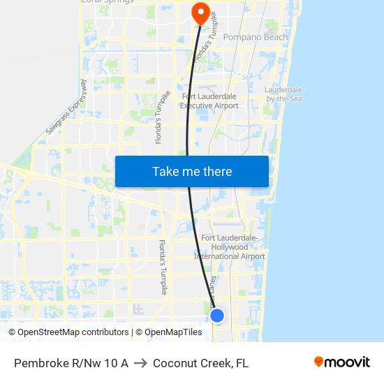 PEMBROKE R/NW 10 A to Coconut Creek, FL map