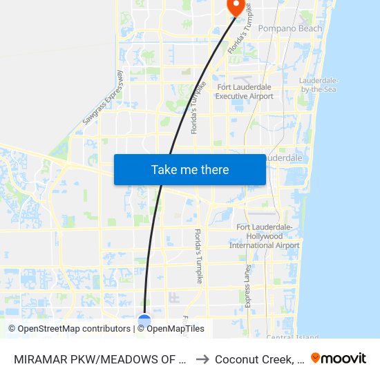 Miramar Pkw/Meadows Of Mir to Coconut Creek, FL map