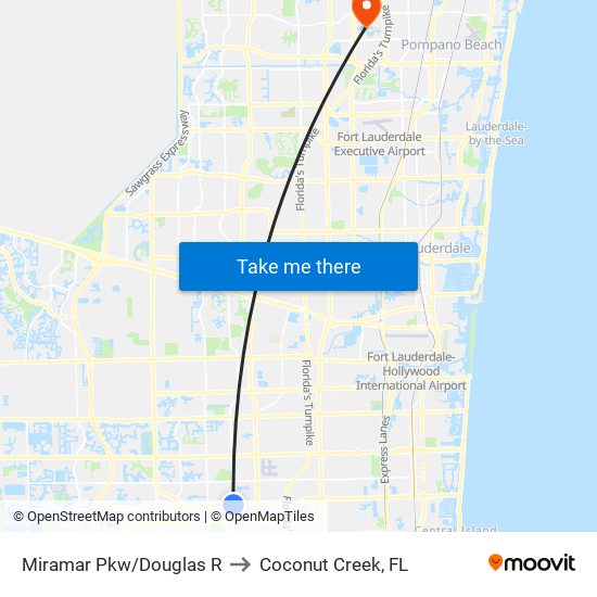 Miramar Pkw/Douglas R to Coconut Creek, FL map