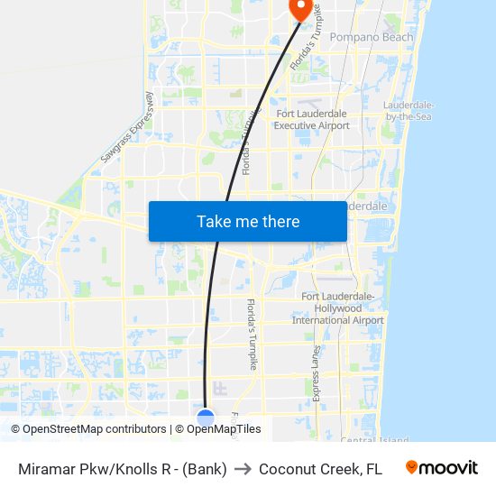 Miramar Pkw/Knolls R - (Bank) to Coconut Creek, FL map