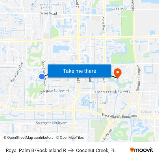 Royal Palm B/Rock Island R to Coconut Creek, FL map