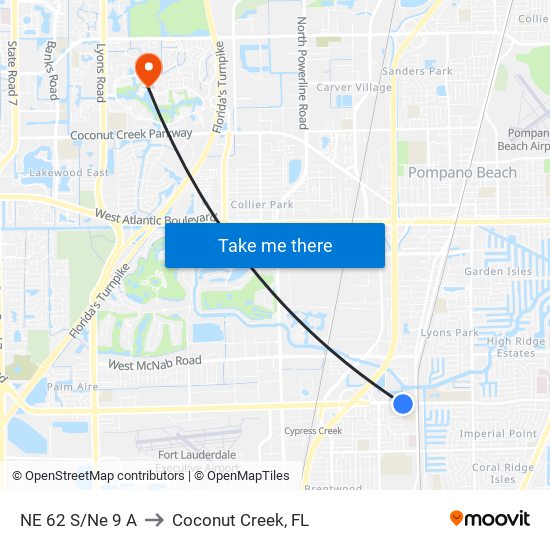 NE 62 S/NE 9 A to Coconut Creek, FL map