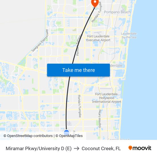 MIRAMAR PKWY/UNIVERSITY D (E) to Coconut Creek, FL map