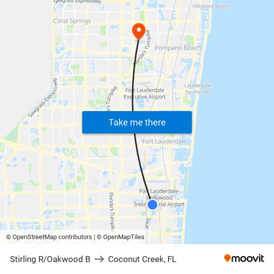 Stirling R/Oakwood B to Coconut Creek, FL map