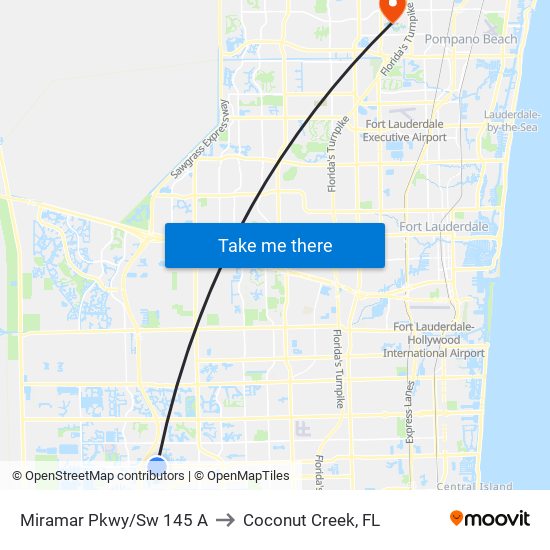 Miramar Pkwy/Sw 145 A to Coconut Creek, FL map