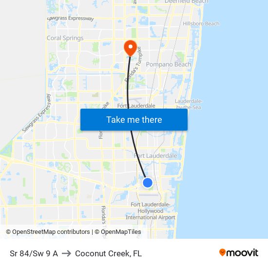 Sr 84/Sw 9 A to Coconut Creek, FL map